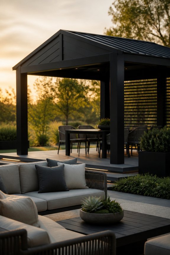 dramatic dark gazebo contrasts