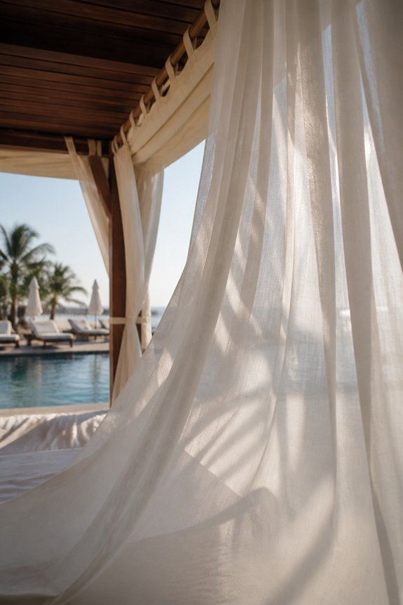 elegant fabric poolside draping