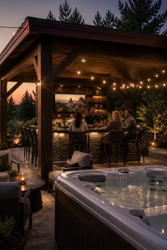 hot tub gazebo entertaining setup