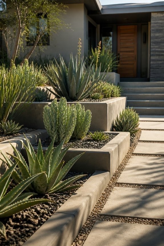 Tiered Beds With Architectural Succulents