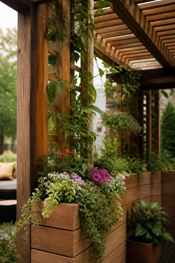 integrated planters for pergolas