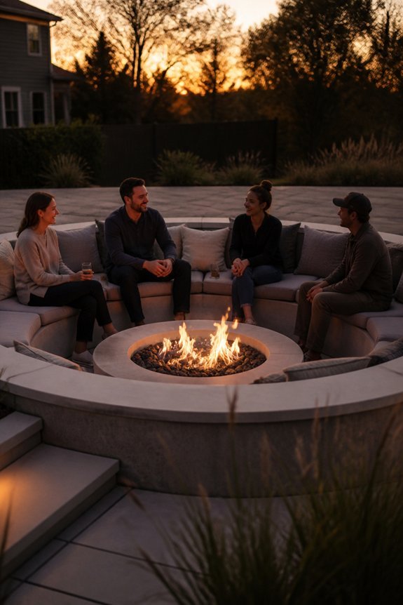 intimate sunken fire pit
