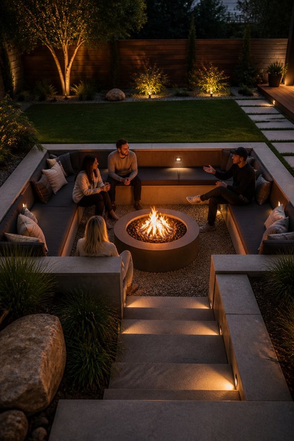 intimate sunken fire pit