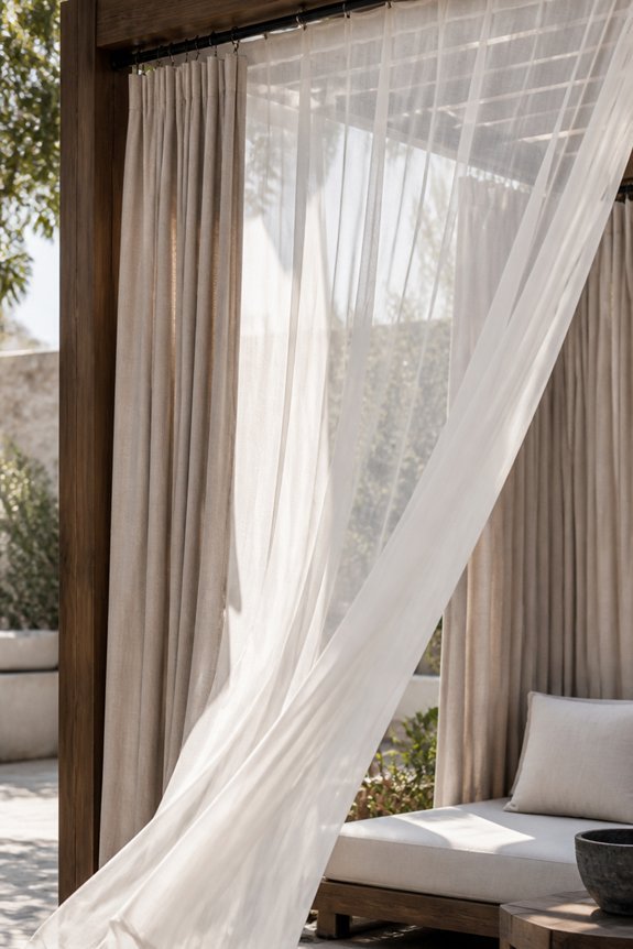 layered sheer and opaque curtains