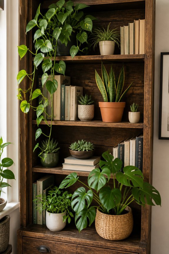 layered vintage plant display