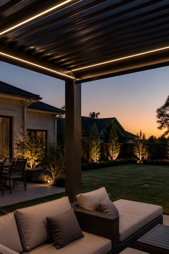 led lit modern pergolas