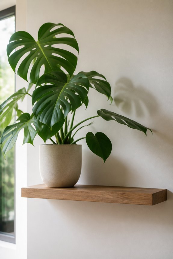 minimalist plant shelf styling