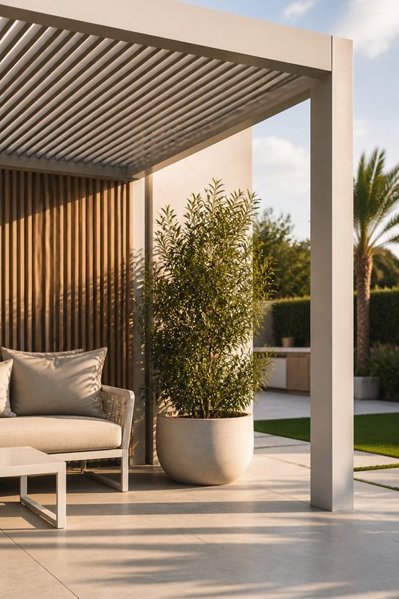 monochromatic pergola design elegance