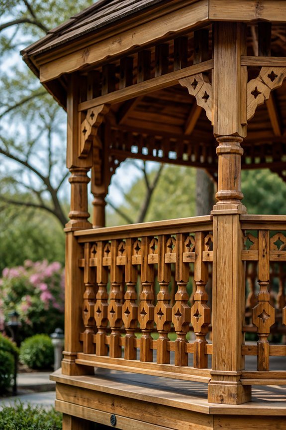 octagonal gazebo with railings