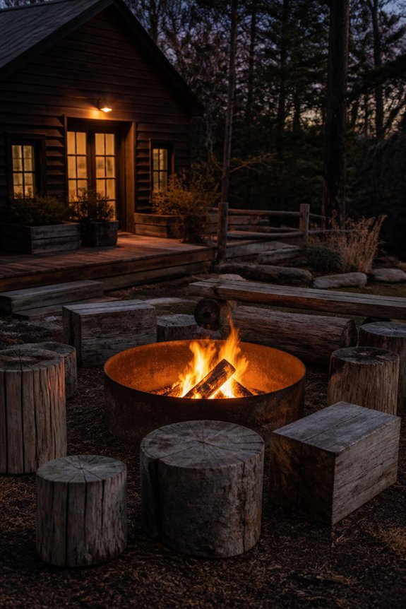 reclaimed wood fire pit seating