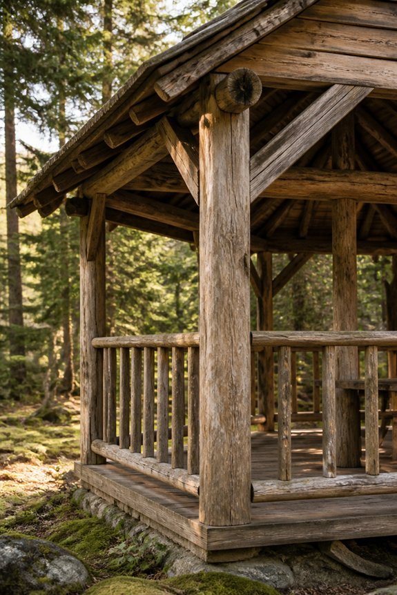 rustic log gazebo construction