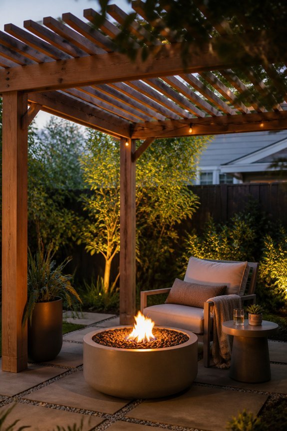 shaded corner fire pit