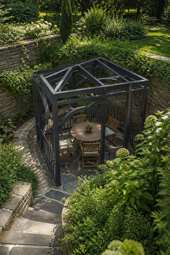 sheltered sunken garden gazebo