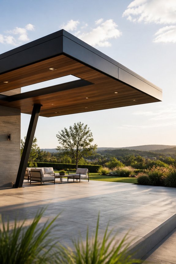 sleek cantilevered gazebo design