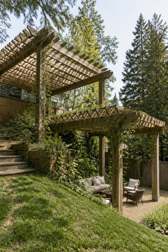 split level pergolas for slopes