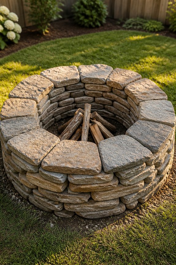 stacked stone fire ring