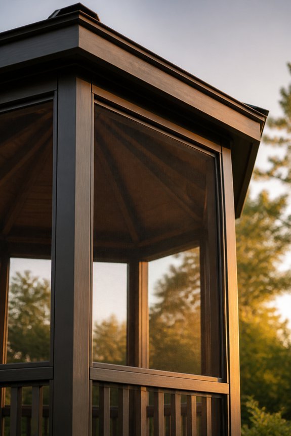 stylish hexagonal screened gazebo