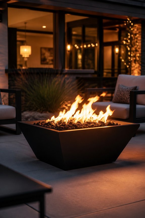 stylish minimalist outdoor fire