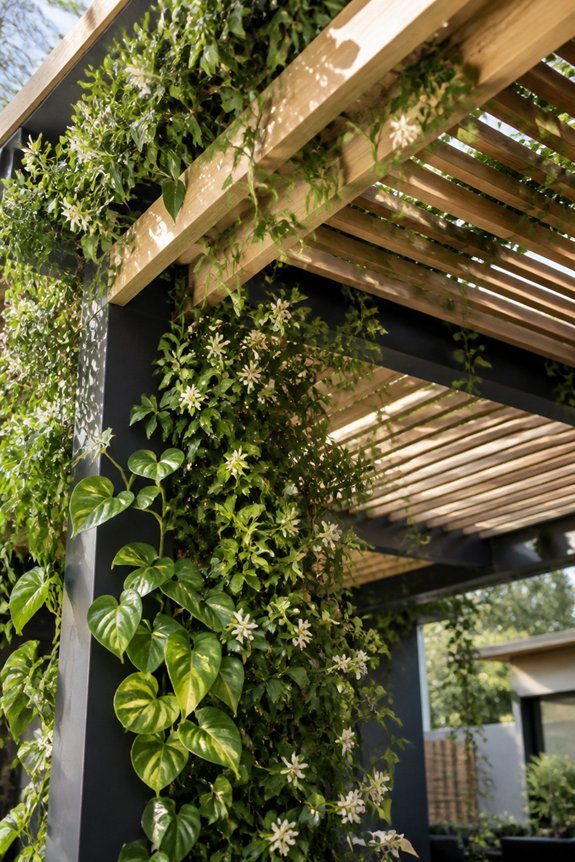vertical gardening on pergolas