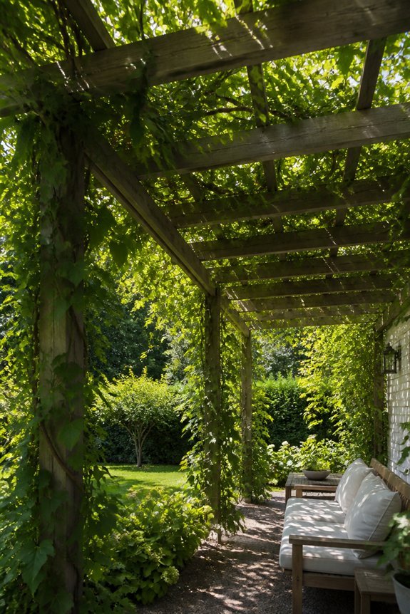vines covered pergola shade