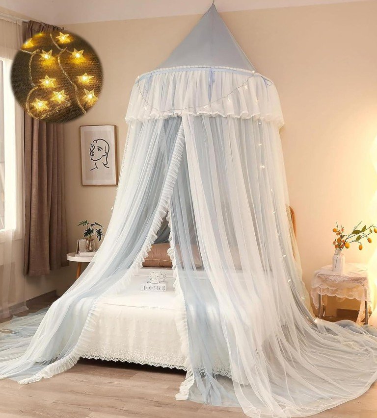 Ceiling-Mounted Canopy Drapes Without a Traditional Frame