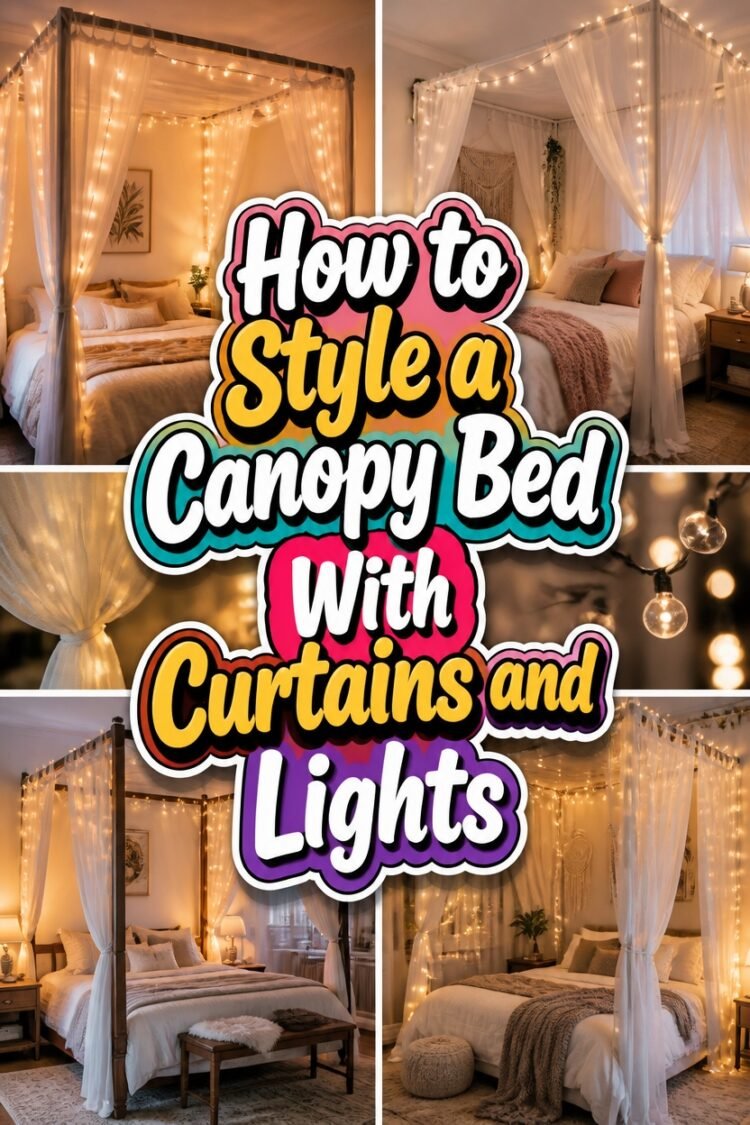 How to Style a Canopy Bed With Curtains and Lights
