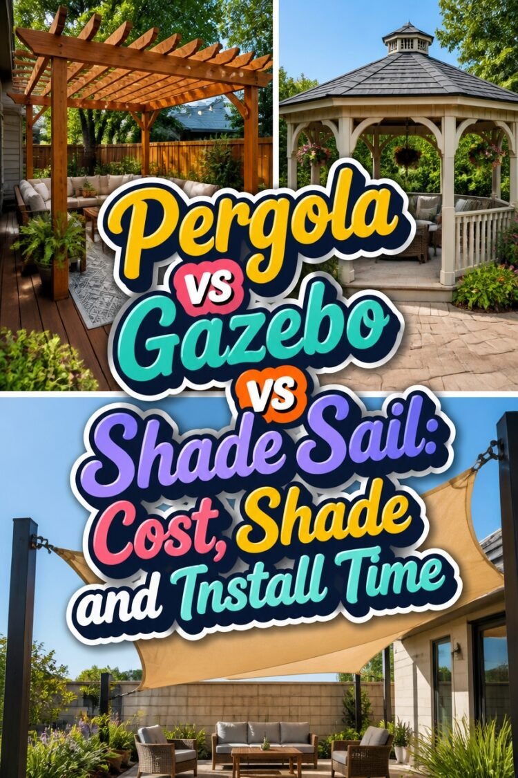 Pergola vs Gazebo vs Shade Sail