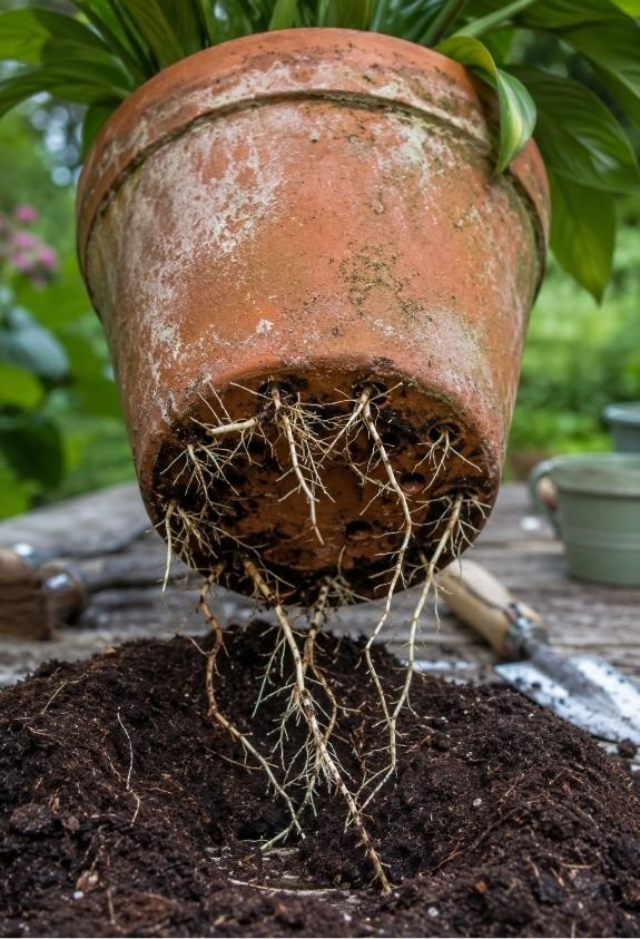 Roots Growing Through Drainage Holes