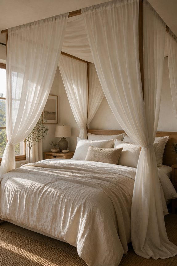 airy linen canopy drapes