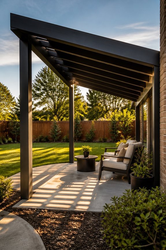 angled water shedding canopy design