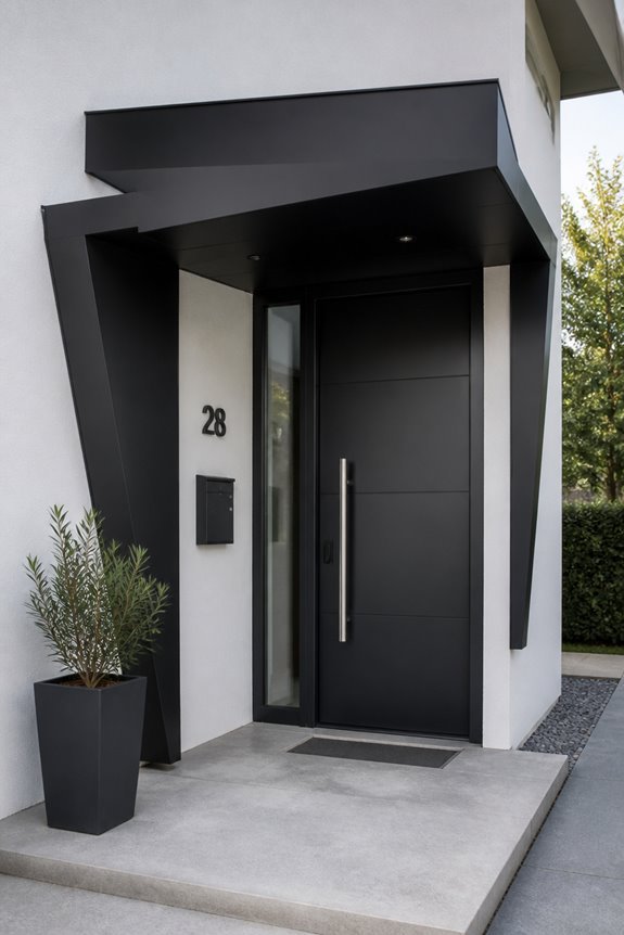asymmetrical angular door canopies