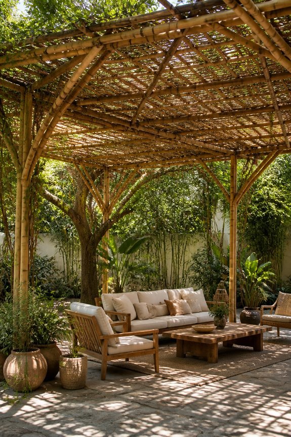 bamboo canopies enhance outdoor aesthetics