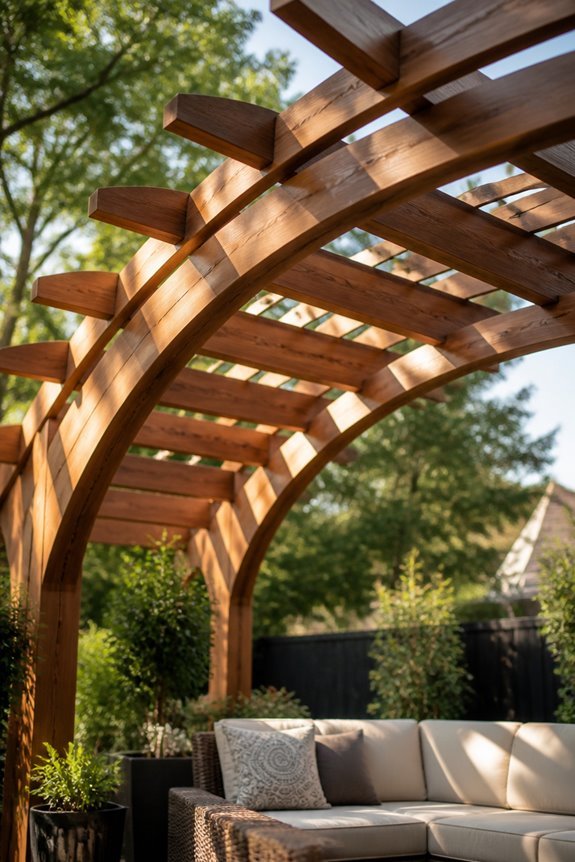 curved pergolas enhance aesthetics