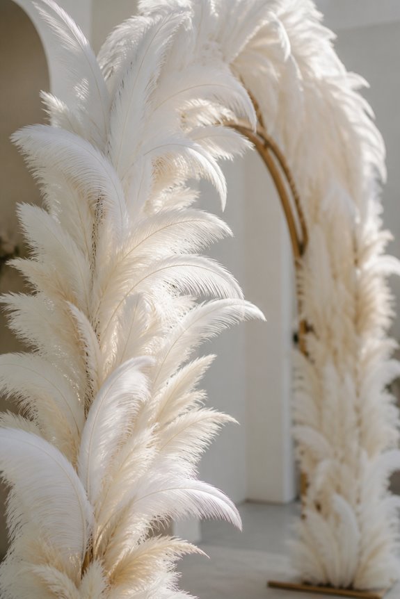dramatic feather wedding arch