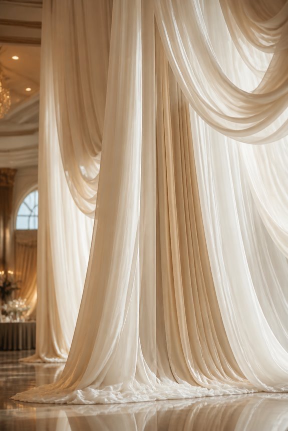 elegant cascading fabric drapes