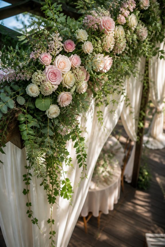 floral canopies and greenery