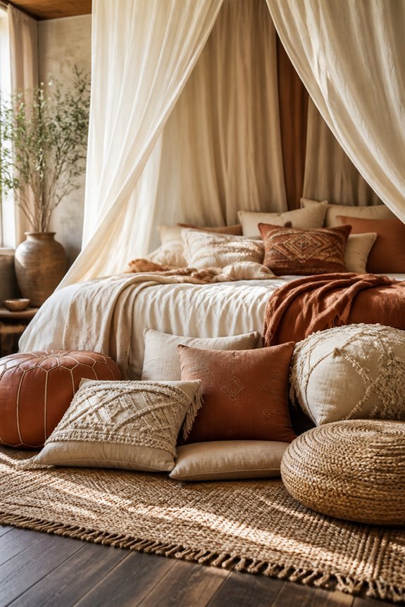 layered boho seating area
