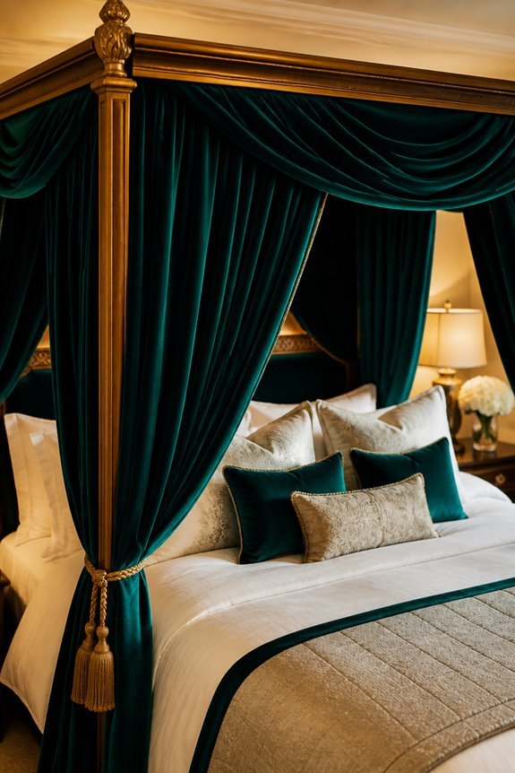 luxurious velvet canopy beds