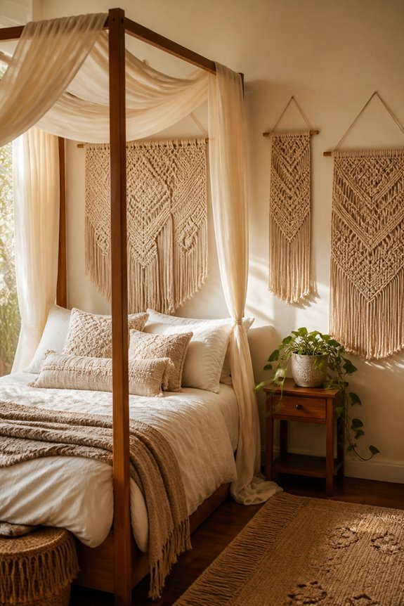 macram wall tapestries installation