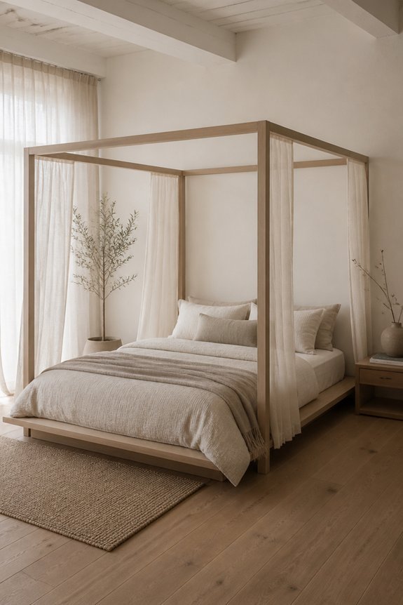minimalist neutral canopy beds
