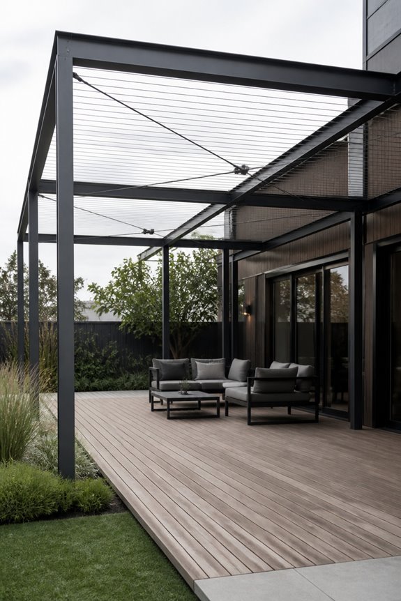 minimalist steel cable canopies