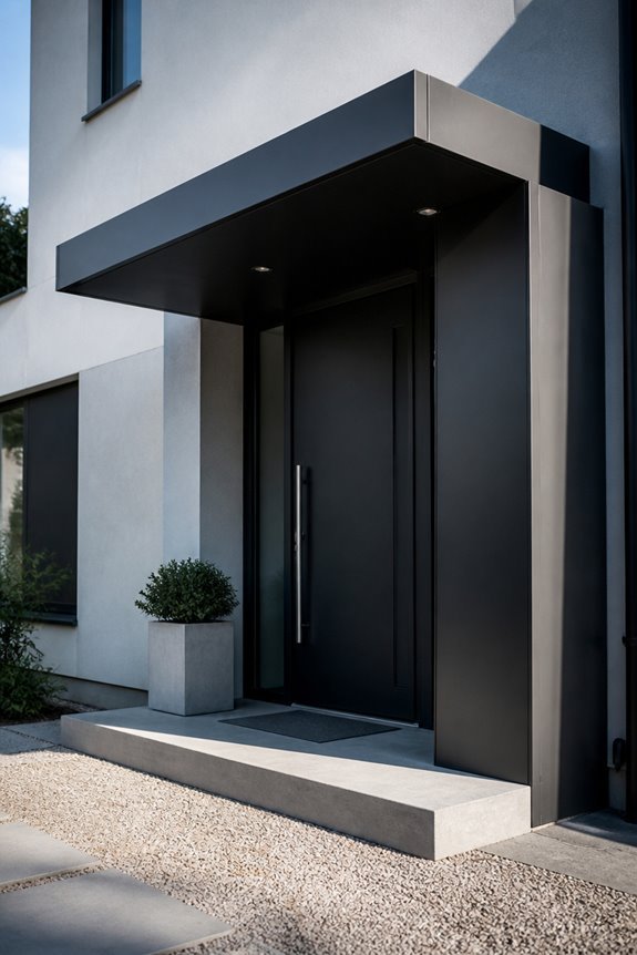 minimalist steel door canopies