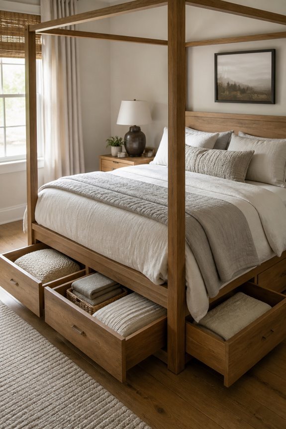 multi functional canopy bed storage