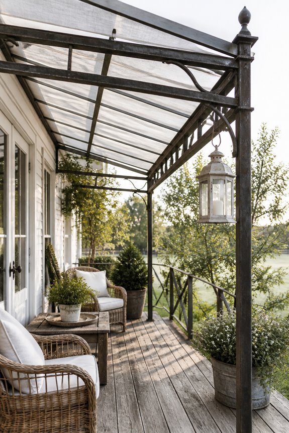 rustic metal canopies offer protection