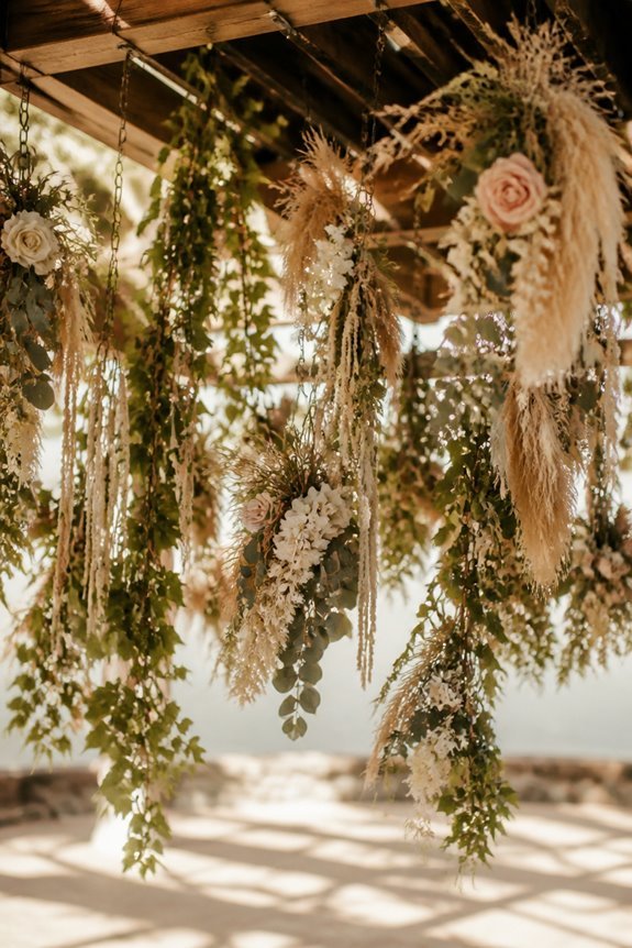 suspended floral installations overhead