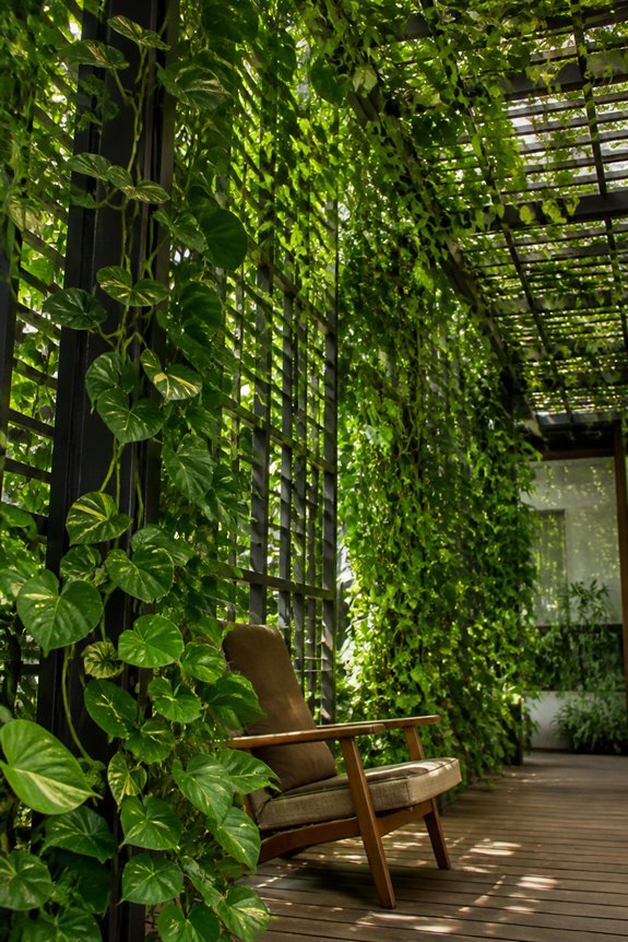 vegetation based outdoor shade structures