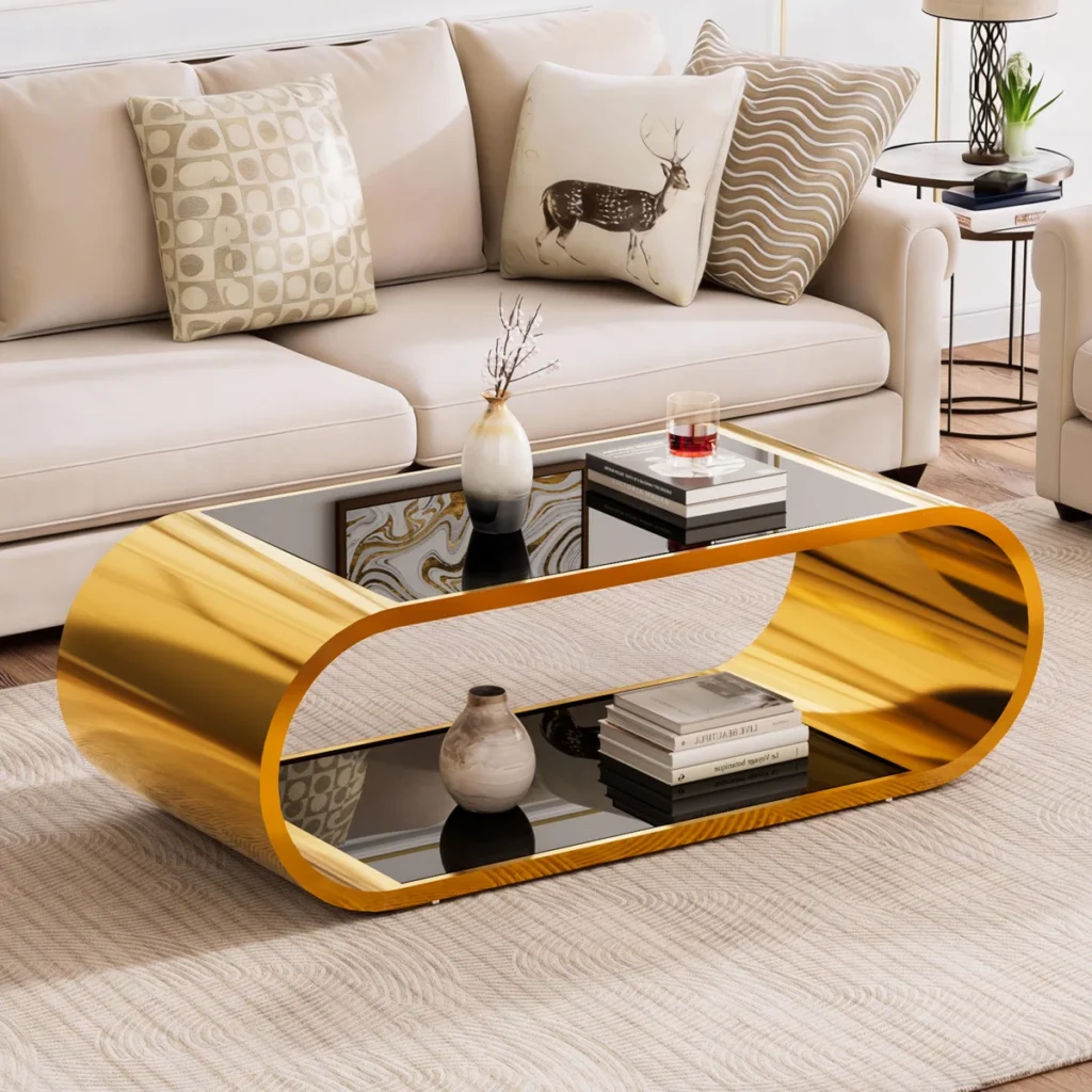 Continuous Gold Loop Frame With Two Glass Levels