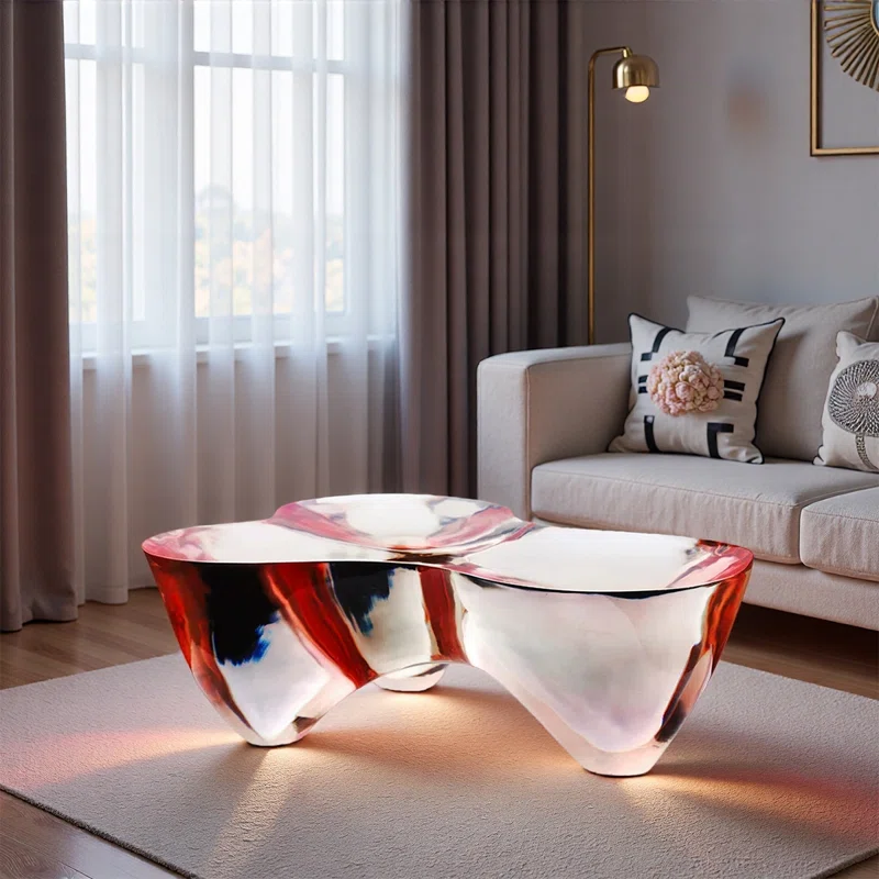Luxury-Style+Transparent+Red+Resin+Coffee+Table