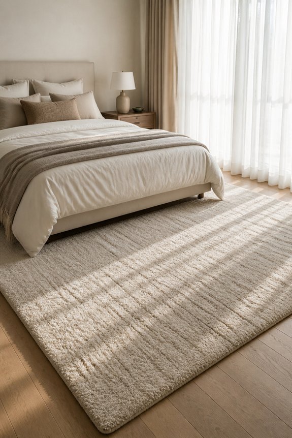 area rug enhances bedroom