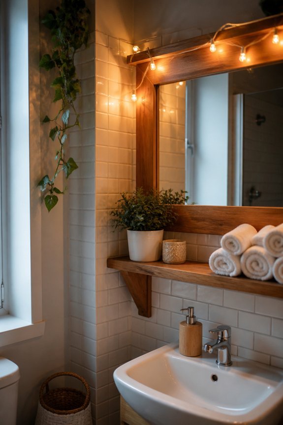 boho bathroom string lights